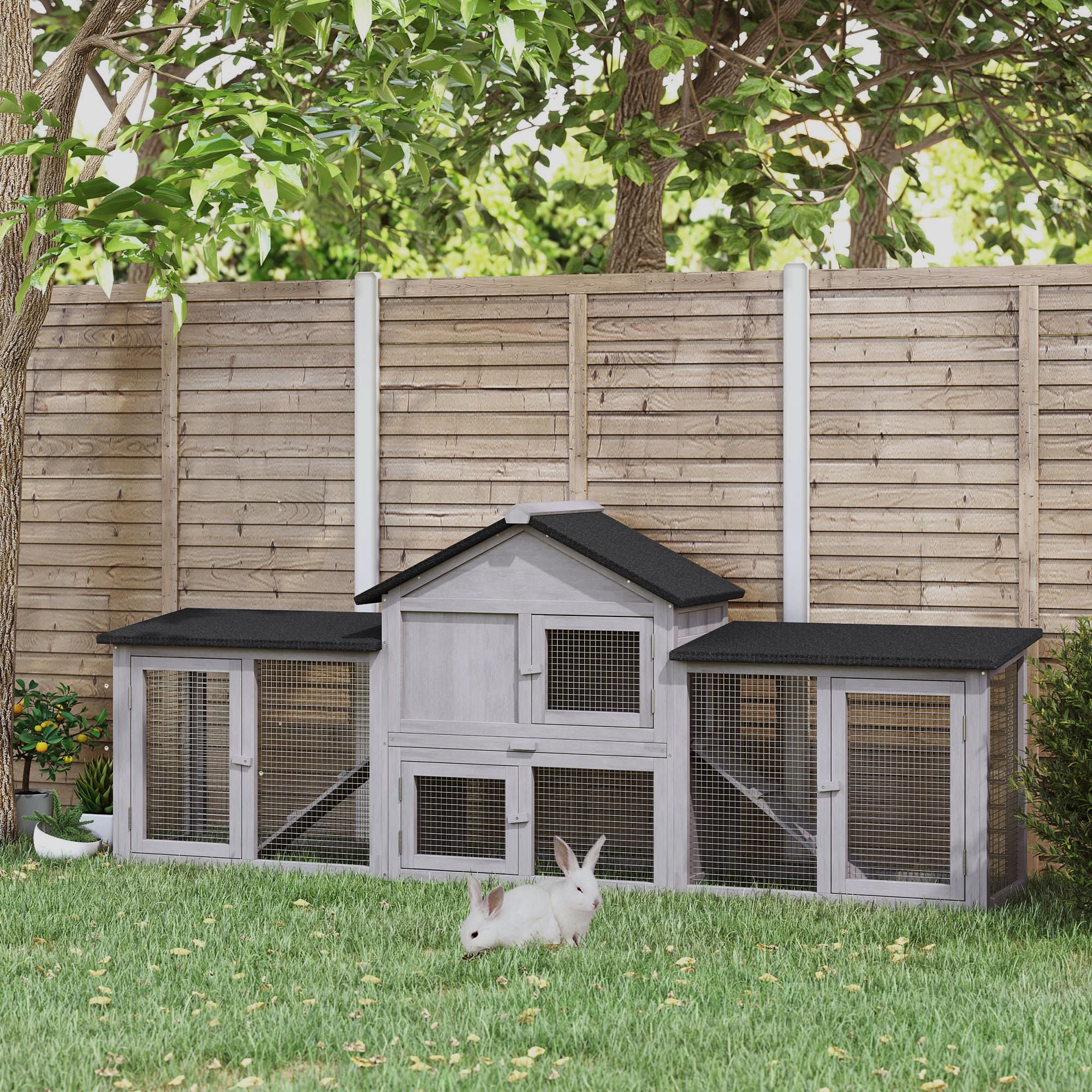 83" Deluxe 2-Story furniture-style Rabbit Hutch with Run Areas