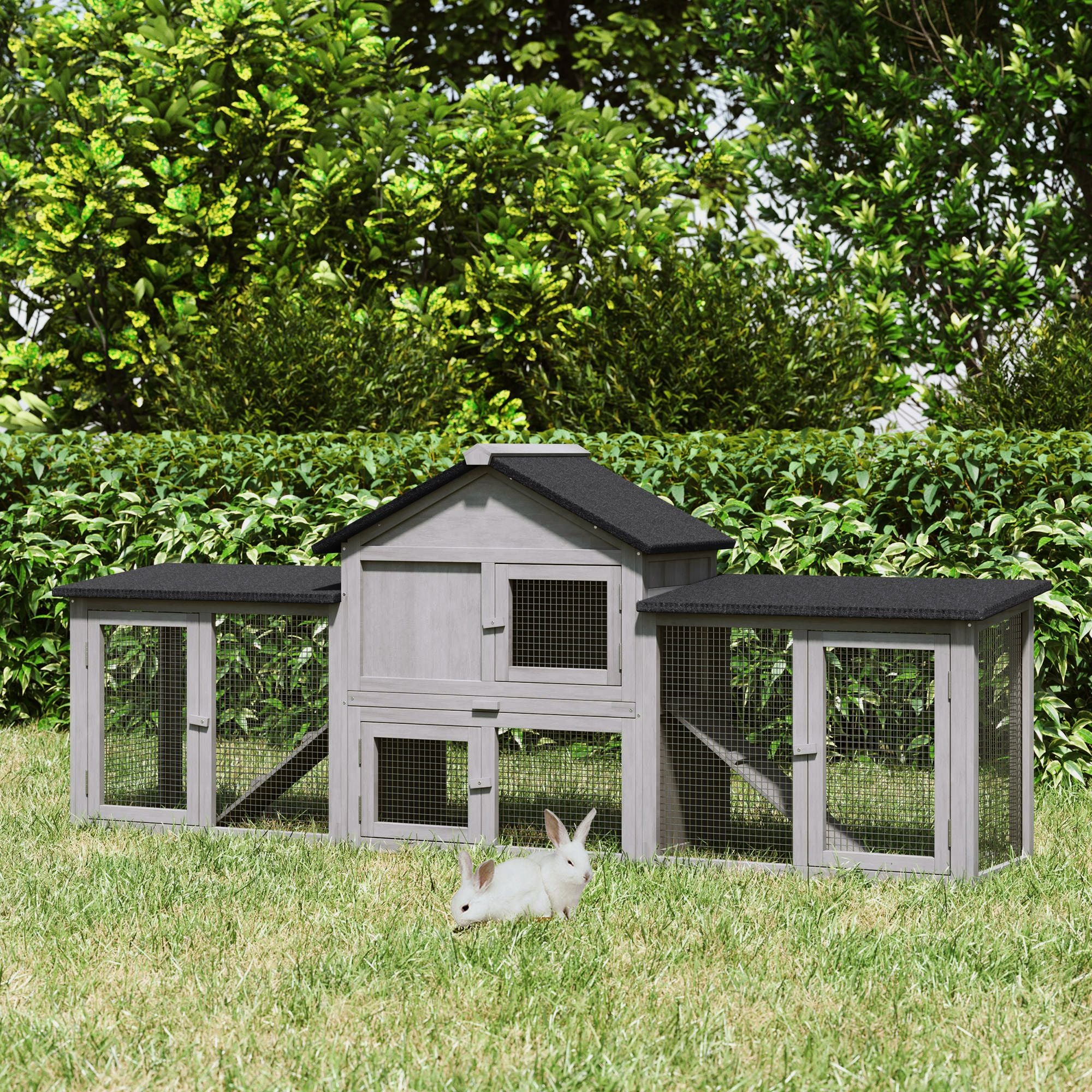83" Deluxe 2-Story furniture-style Rabbit Hutch with Run Areas