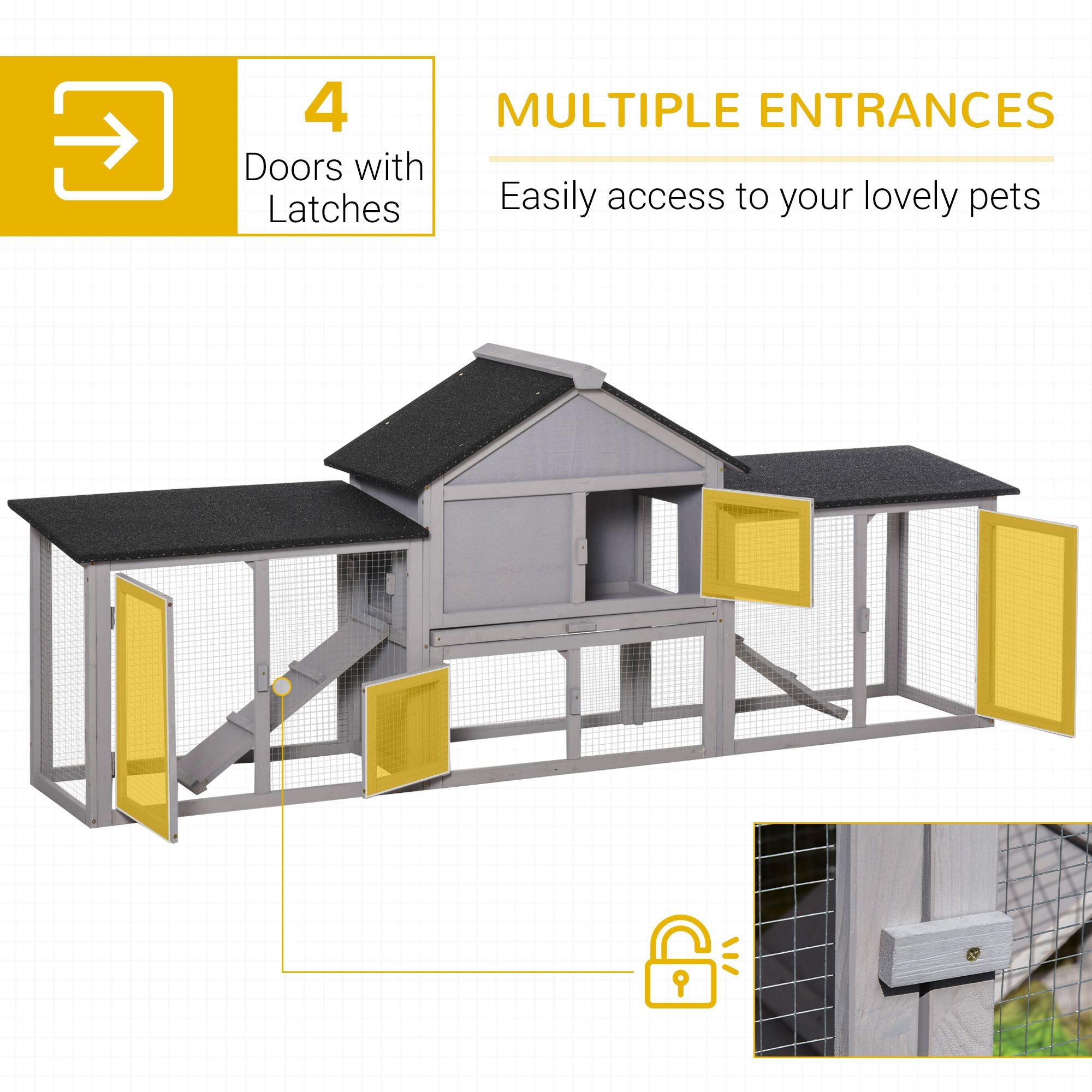 83" Deluxe 2-Story furniture-style Rabbit Hutch with Run Areas
