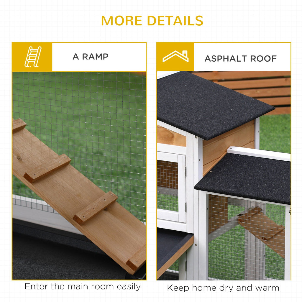 2-Story Outdoor furniture-style Rabbit Hutch with Ramp and Weatherproof Roof