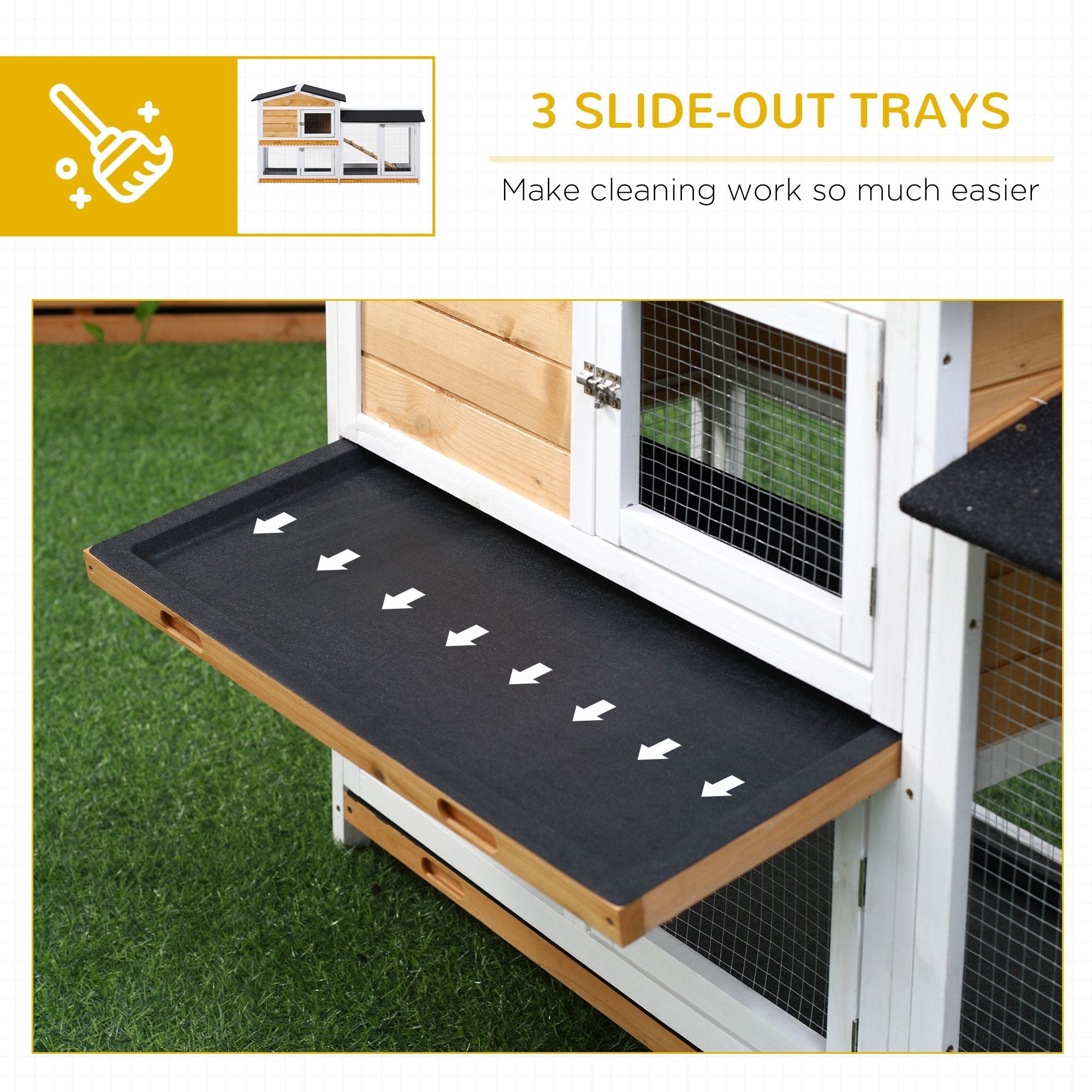 2-Story Outdoor furniture-style Rabbit Hutch with Ramp and Weatherproof Roof