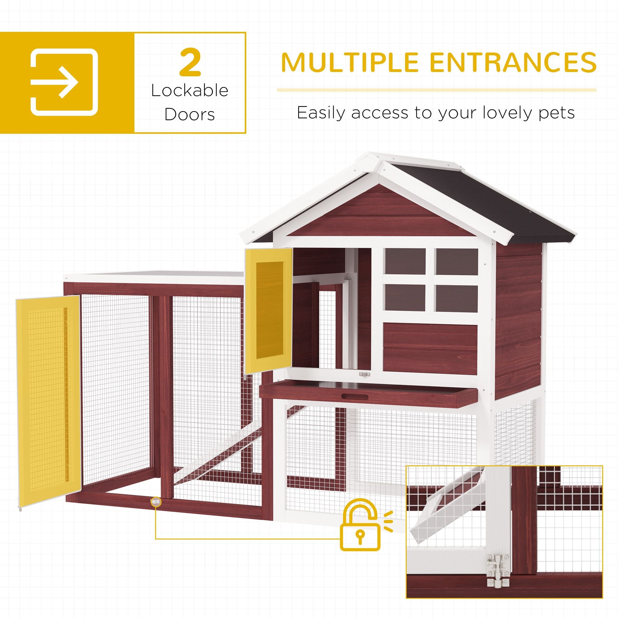 48- Outdoor Rabbit Hutch with water-ready Roof and Run