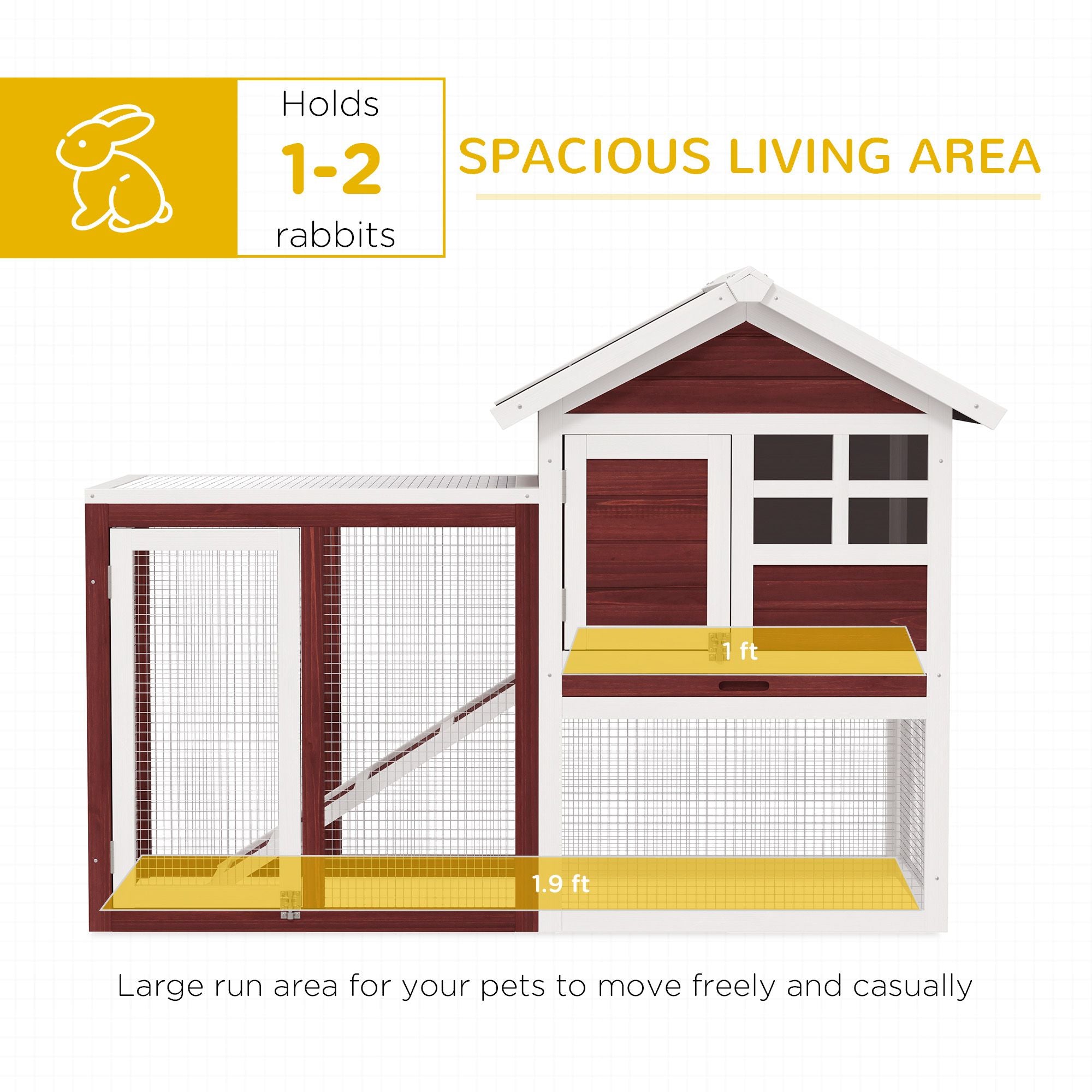 48- Outdoor Rabbit Hutch with water-ready Roof and Run