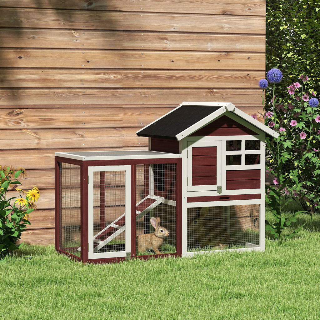 48- Outdoor Rabbit Hutch with water-ready Roof and Run