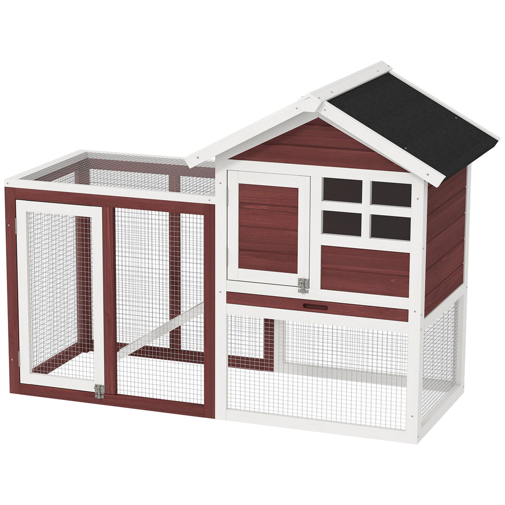 48- Outdoor Rabbit Hutch with water-ready Roof and Run