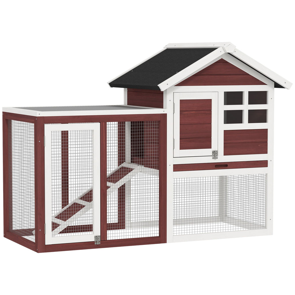 48- Outdoor Rabbit Hutch with water-ready Roof and Run