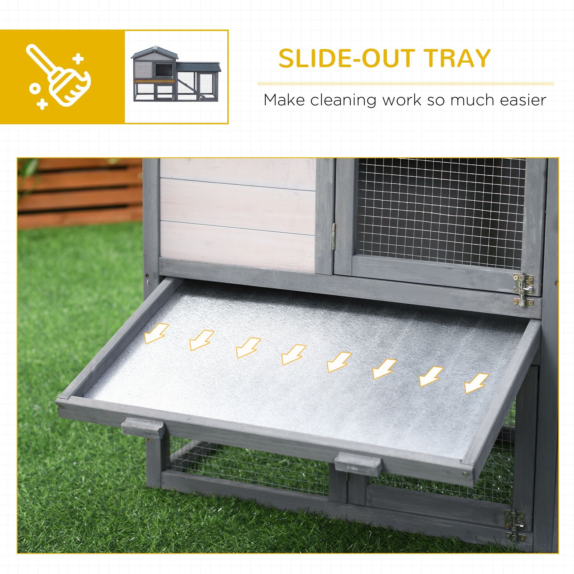 Outdoor Rabbit Hutch with Asphalt Roof & Spacious Run Area