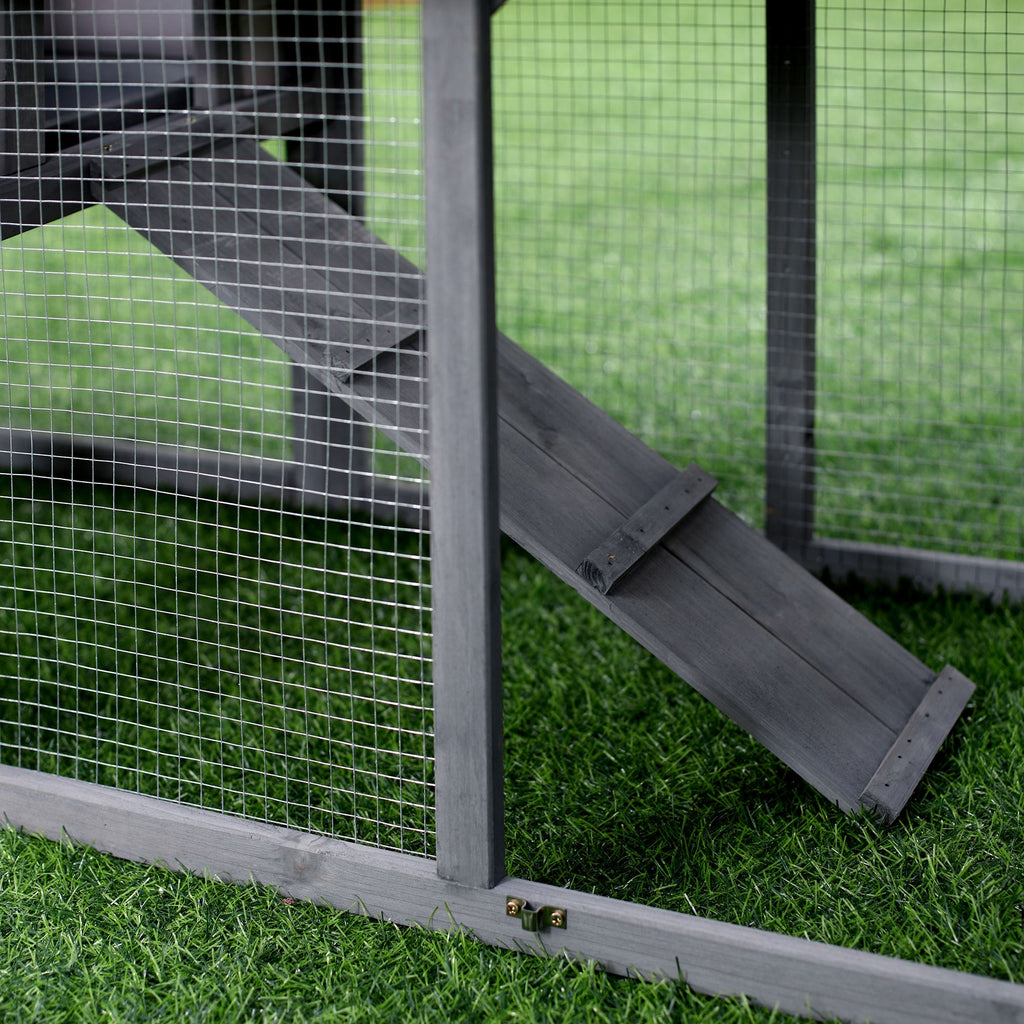Outdoor Rabbit Hutch with Asphalt Roof & Spacious Run Area