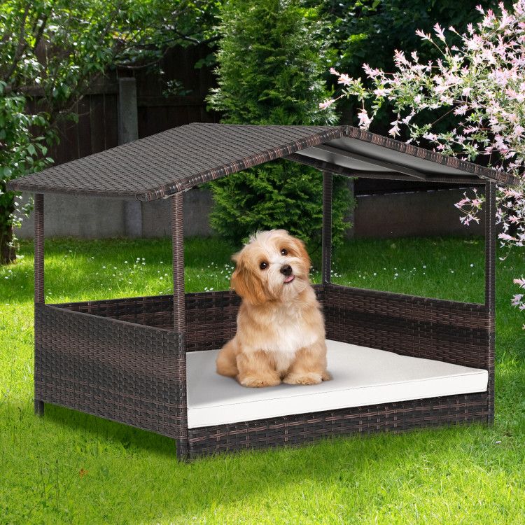 Weatherproof Wicker Dog House for Indoor & Outdoor Comfort