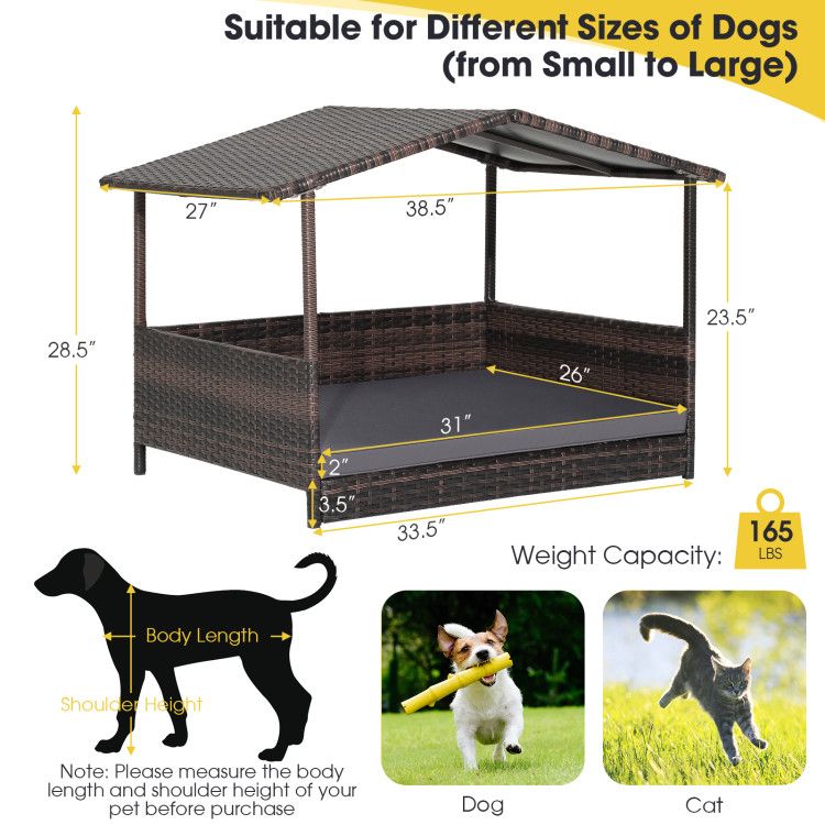 Weatherproof Wicker Dog House for Indoor & Outdoor Comfort