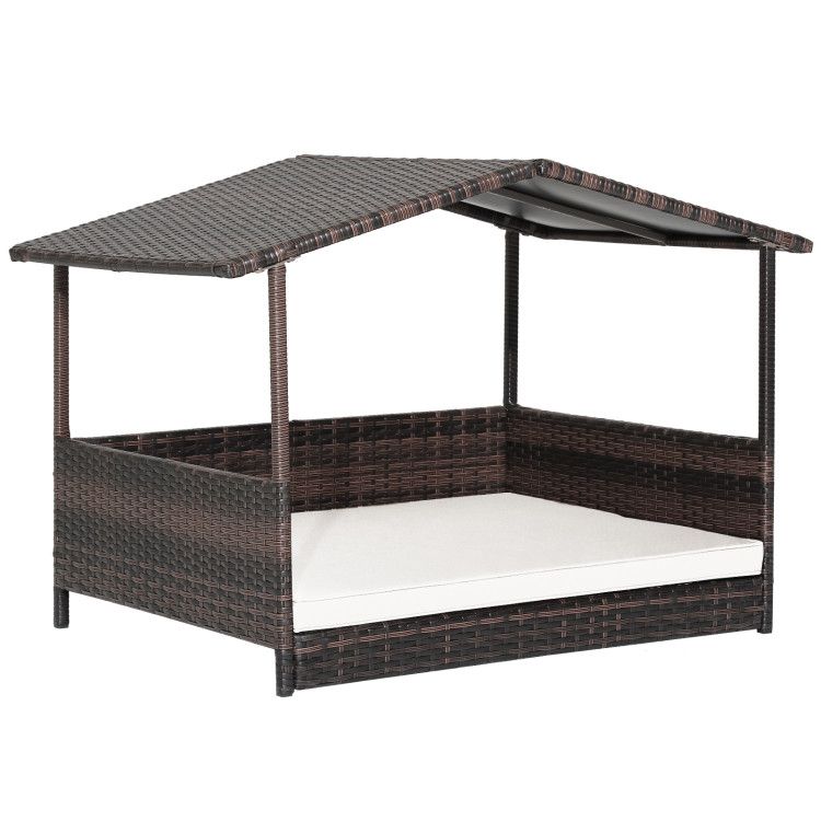 Weatherproof Wicker Dog House for Indoor & Outdoor Comfort