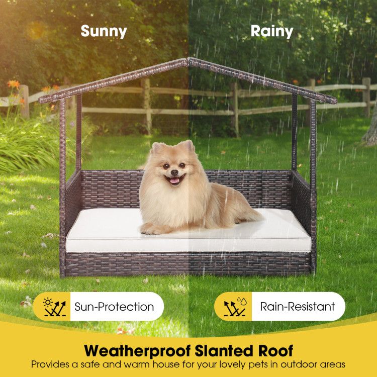 Weatherproof Wicker Dog House for Indoor & Outdoor Comfort