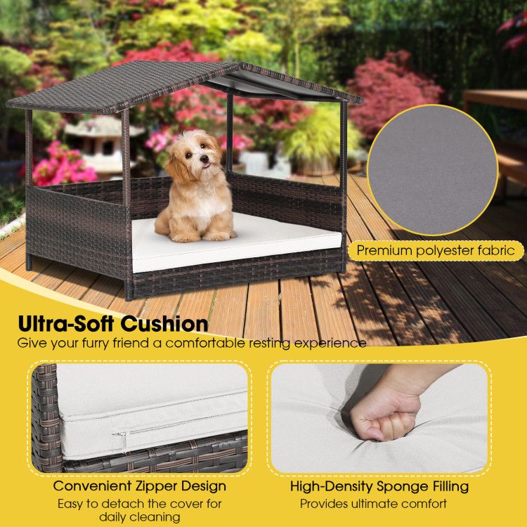 Weatherproof Wicker Dog House for Indoor & Outdoor Comfort