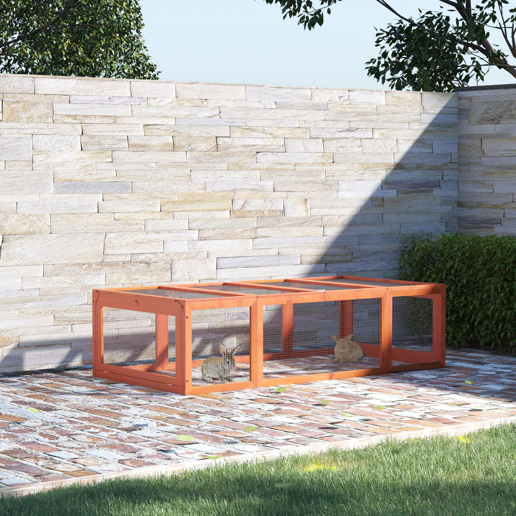Outdoor furniture-style Rabbit Hutch Large Bunny Hutch, Small Animal Habitat with Run, Lockable Doors, Natura