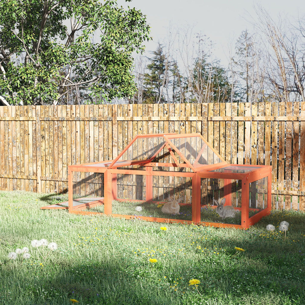 Outdoor furniture-style Rabbit Hutch Large Bunny Hutch, Small Animal Habitat with Run, Lockable Doors, Natura