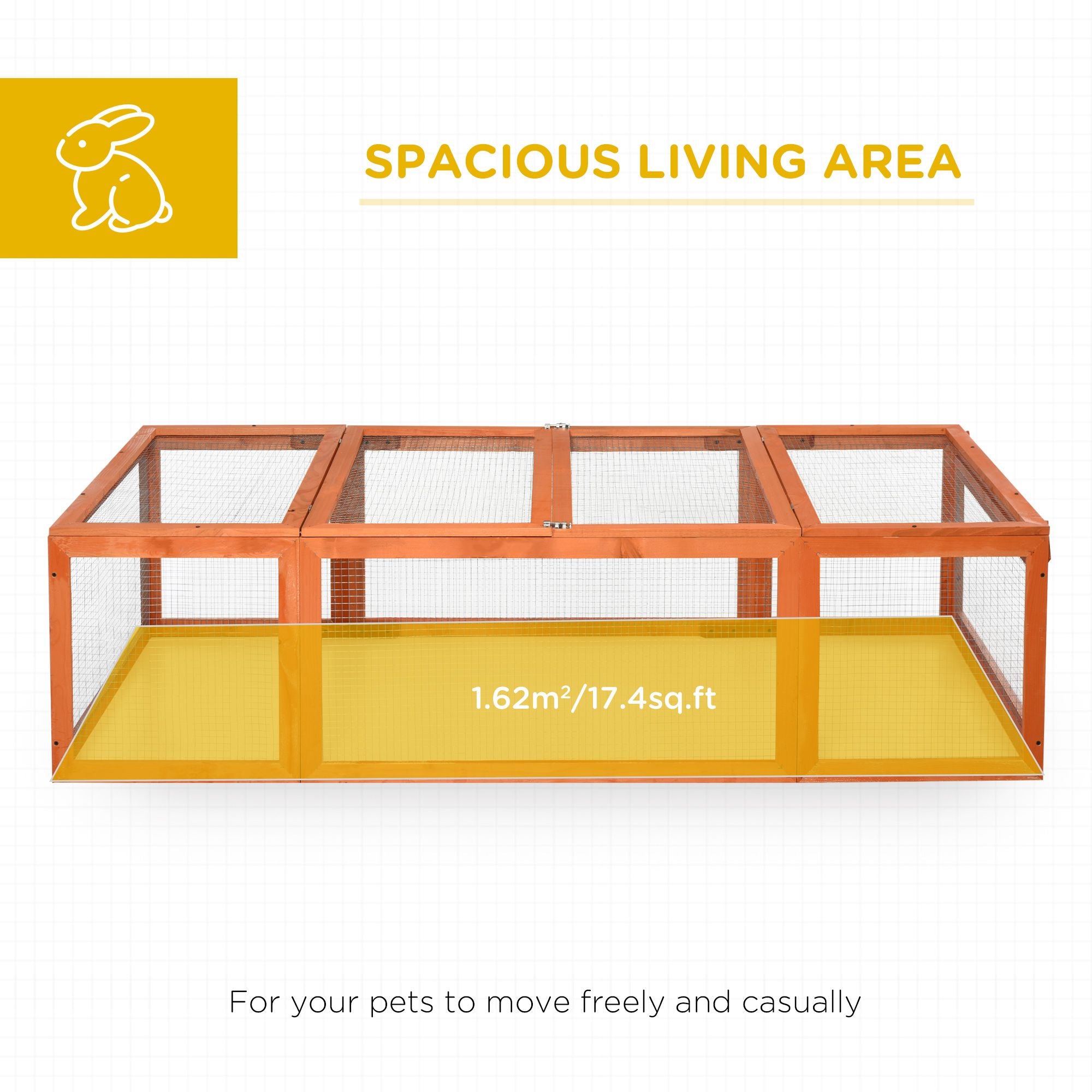 Outdoor furniture-style Rabbit Hutch Large Bunny Hutch, Small Animal Habitat with Run, Lockable Doors, Natura