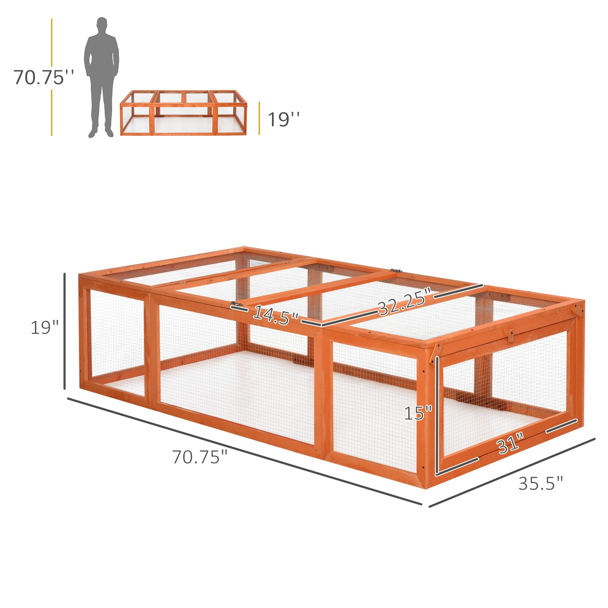 Outdoor furniture-style Rabbit Hutch Large Bunny Hutch, Small Animal Habitat with Run, Lockable Doors, Natura