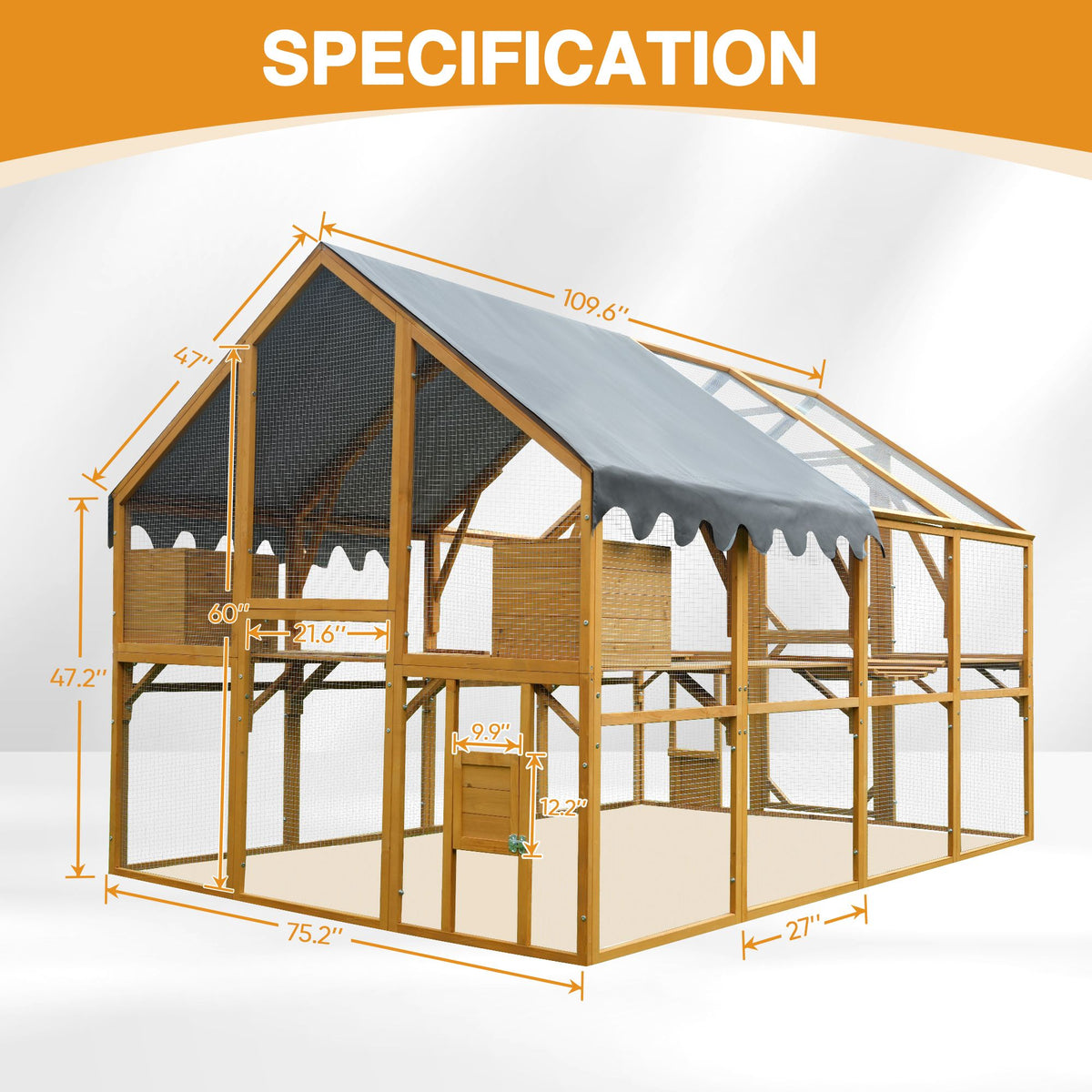 Walk-In Catio: Spacious ² Outdoor Playpen with water-ready Cover