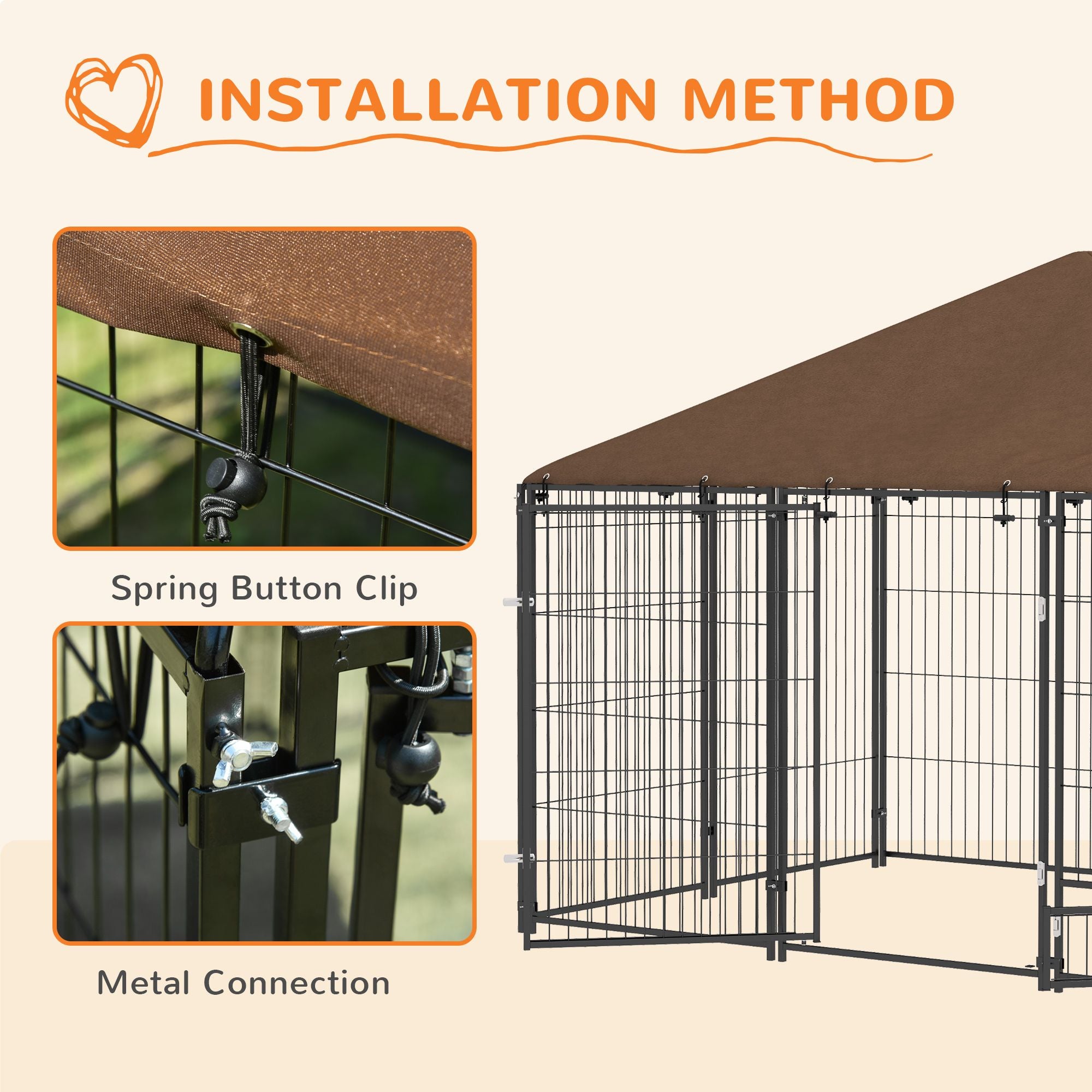 Spacious Outdoor Dog Kennel with Canopy and Rotating Bowl