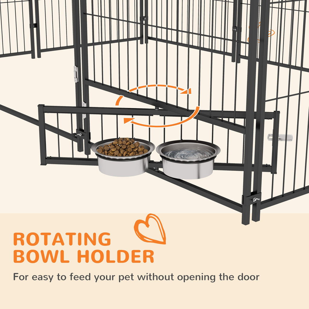 Spacious Outdoor Dog Kennel with Canopy and Rotating Bowl