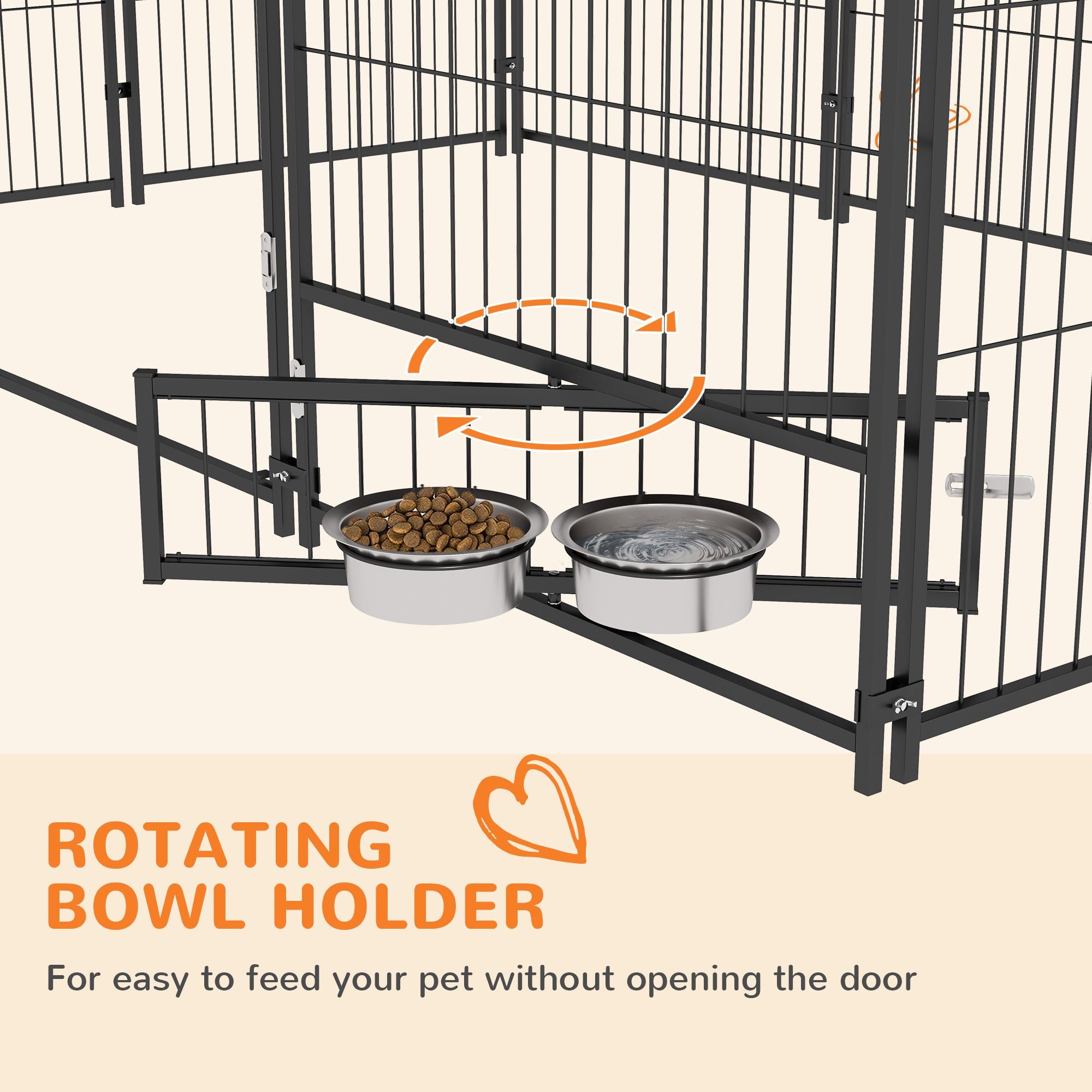 Spacious Outdoor Dog Kennel with Canopy and Rotating Bowl