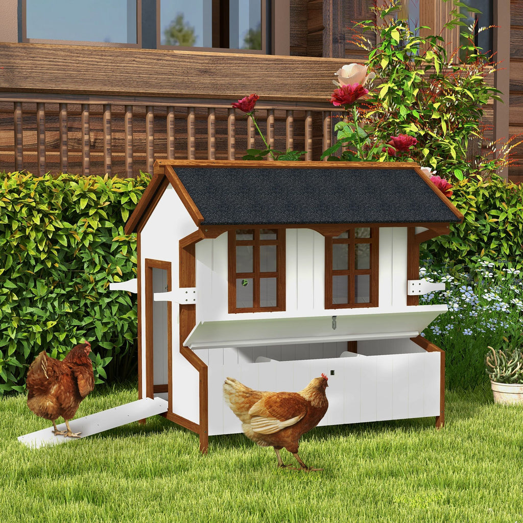 PawHut 47" furniture-style Chicken Coop with Nesting Box and Handles