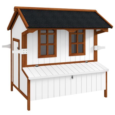 PawHut 47" furniture-style Chicken Coop with Nesting Box and Handles