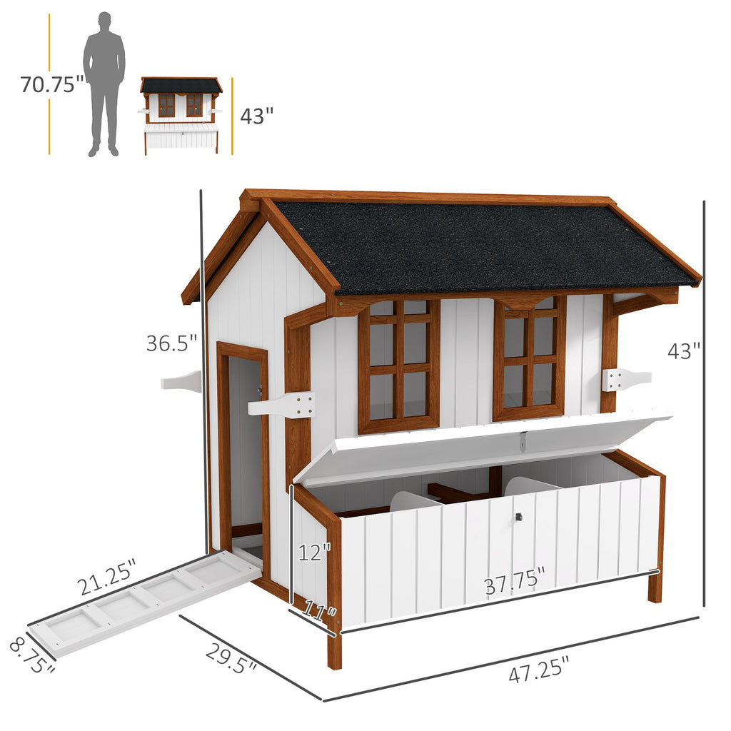 PawHut 47" furniture-style Chicken Coop with Nesting Box and Handles