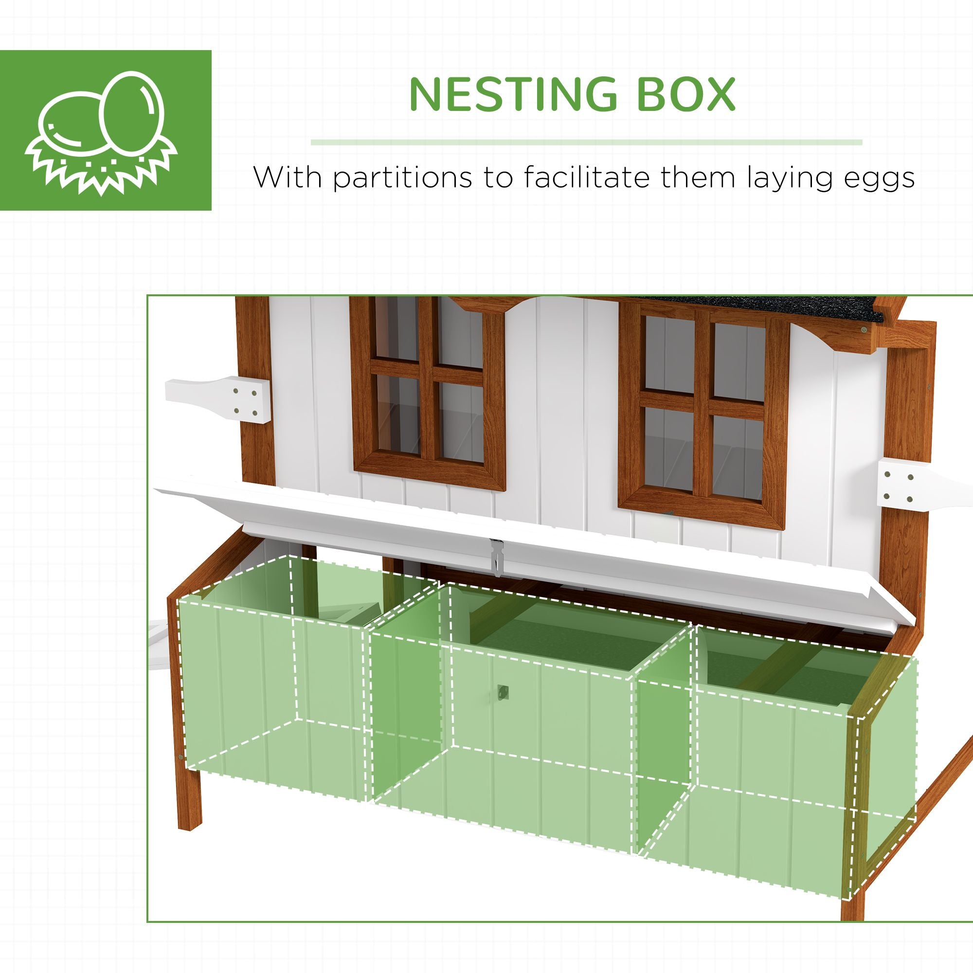 PawHut 47" furniture-style Chicken Coop with Nesting Box and Handles