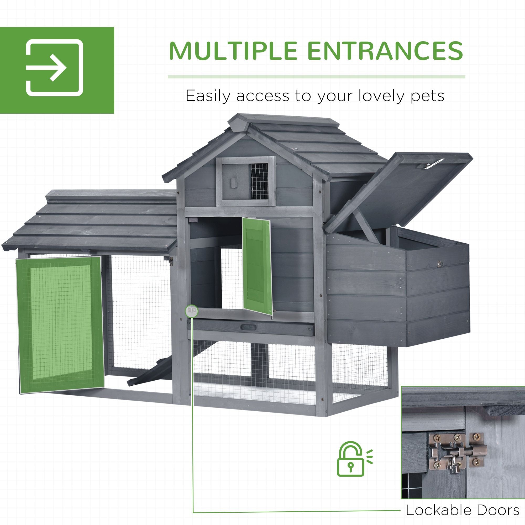 PawHut 59" furniture-style Chicken Coop for Small Hens - everyday & Easy Clean