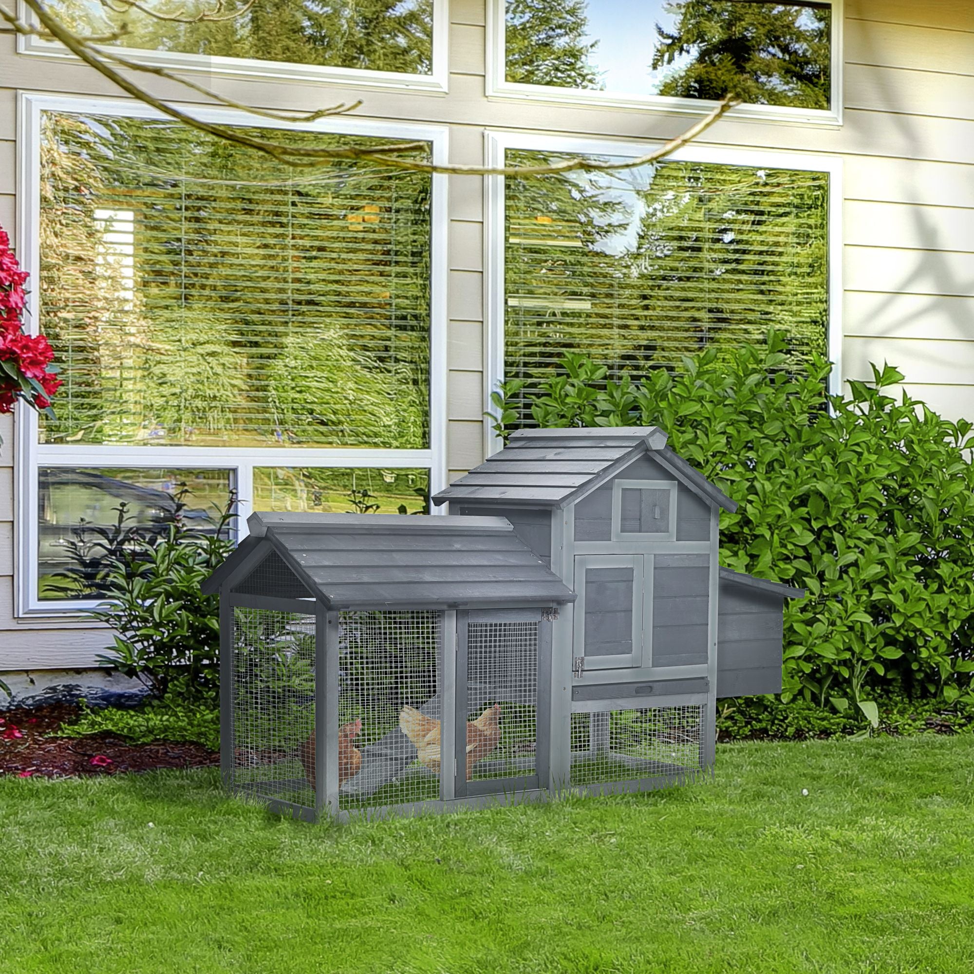 PawHut 59" furniture-style Chicken Coop for Small Hens - everyday & Easy Clean