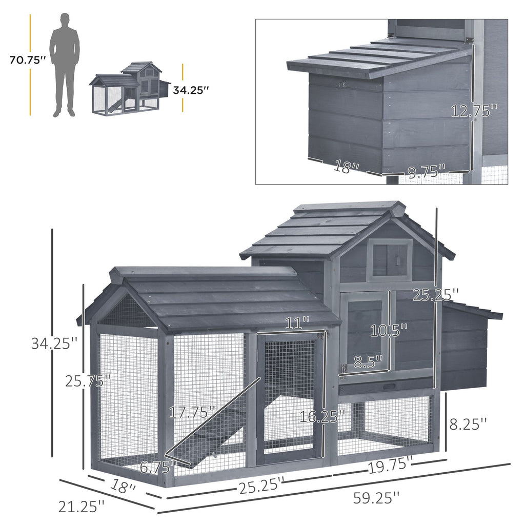 PawHut 59" furniture-style Chicken Coop for Small Hens - everyday & Easy Clean