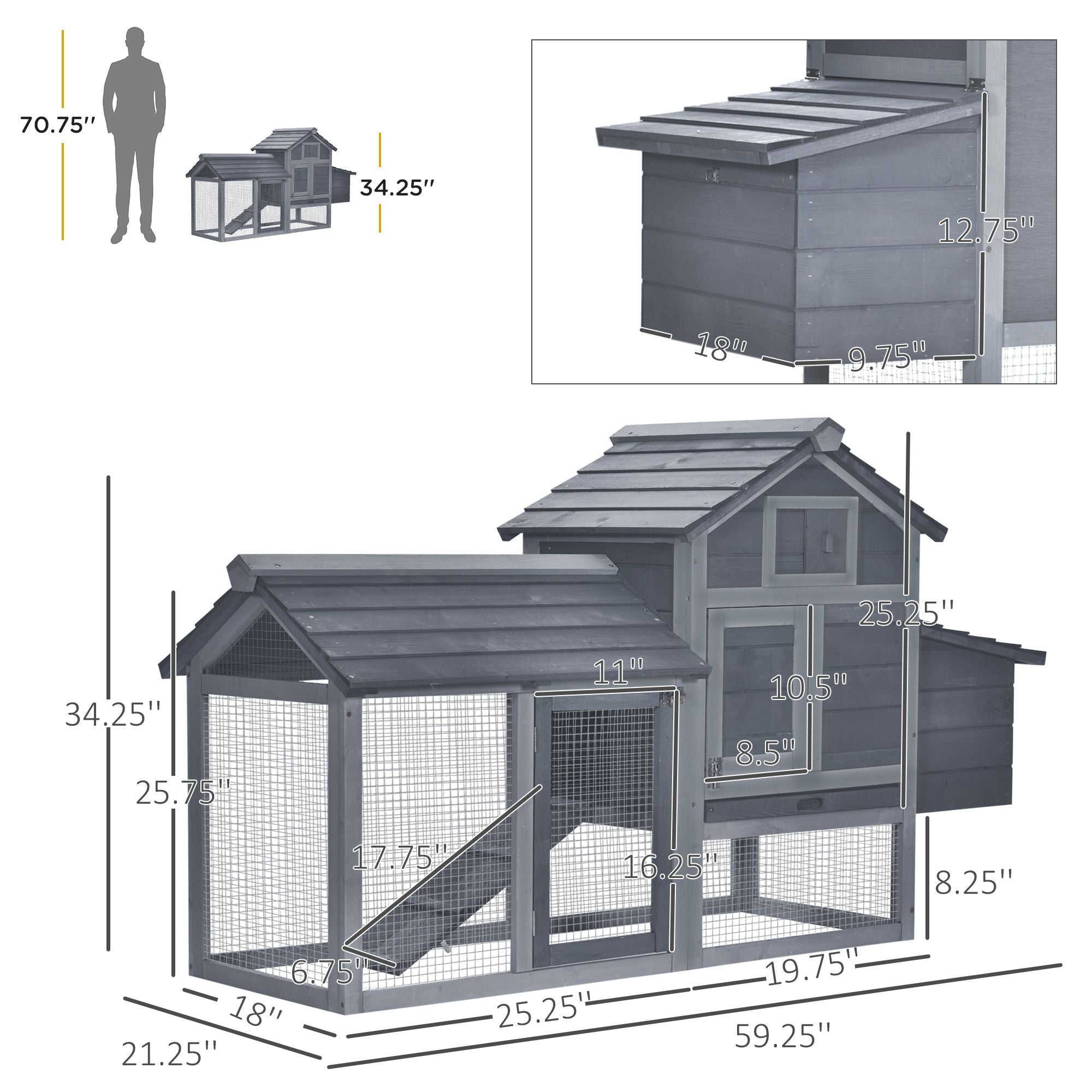 PawHut 59" furniture-style Chicken Coop for Small Hens - everyday & Easy Clean