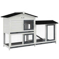 Spacious furniture-style Rabbit Hutch with Asphalt Roof and Lockable Doors