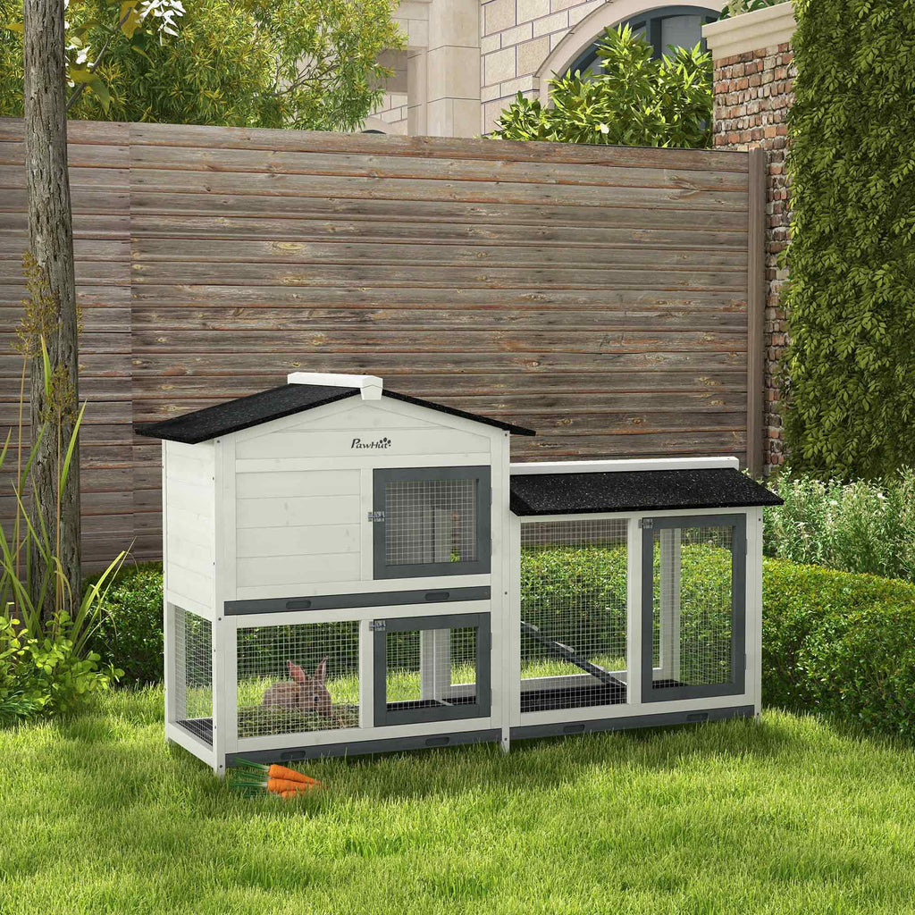 Spacious furniture-style Rabbit Hutch with Asphalt Roof and Lockable Doors