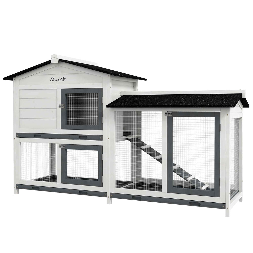 Spacious furniture-style Rabbit Hutch with Asphalt Roof and Lockable Doors