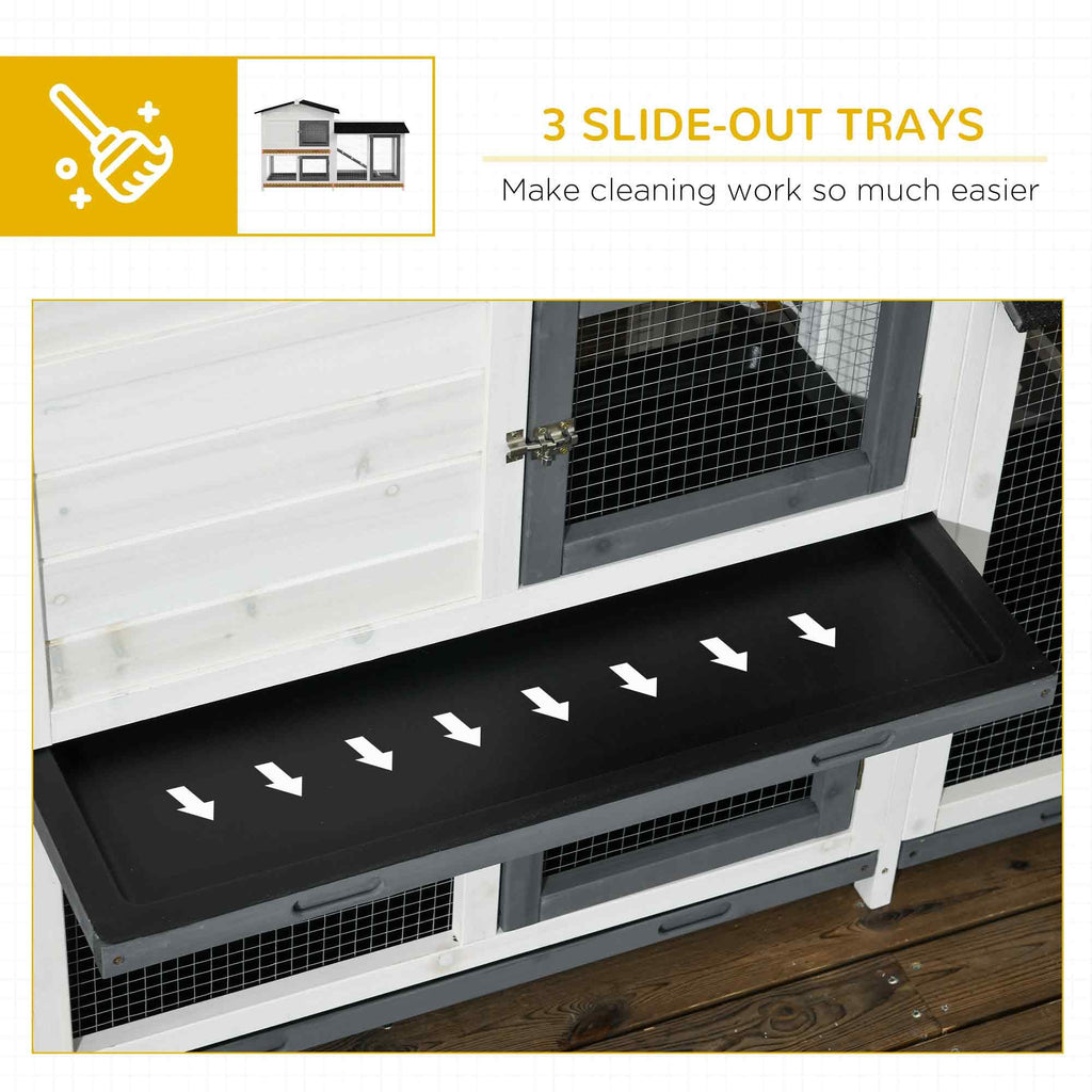 Spacious furniture-style Rabbit Hutch with Asphalt Roof and Lockable Doors