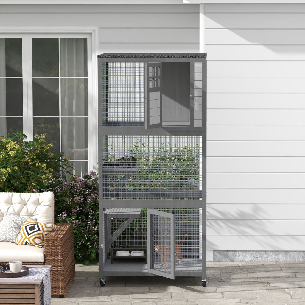 Outdoor Catio with Weatherproof Roof and Wheels