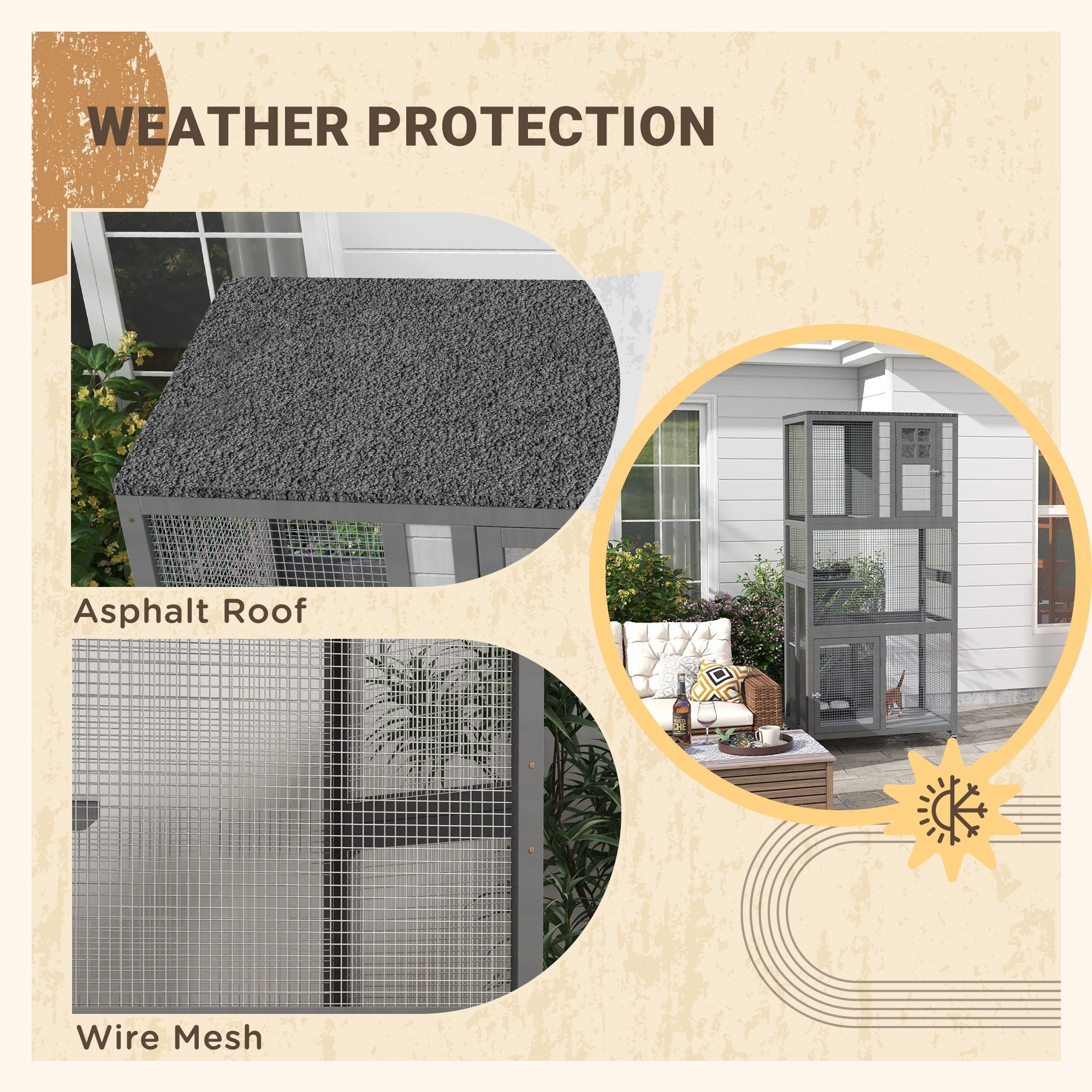 Outdoor Catio with Weatherproof Roof and Wheels