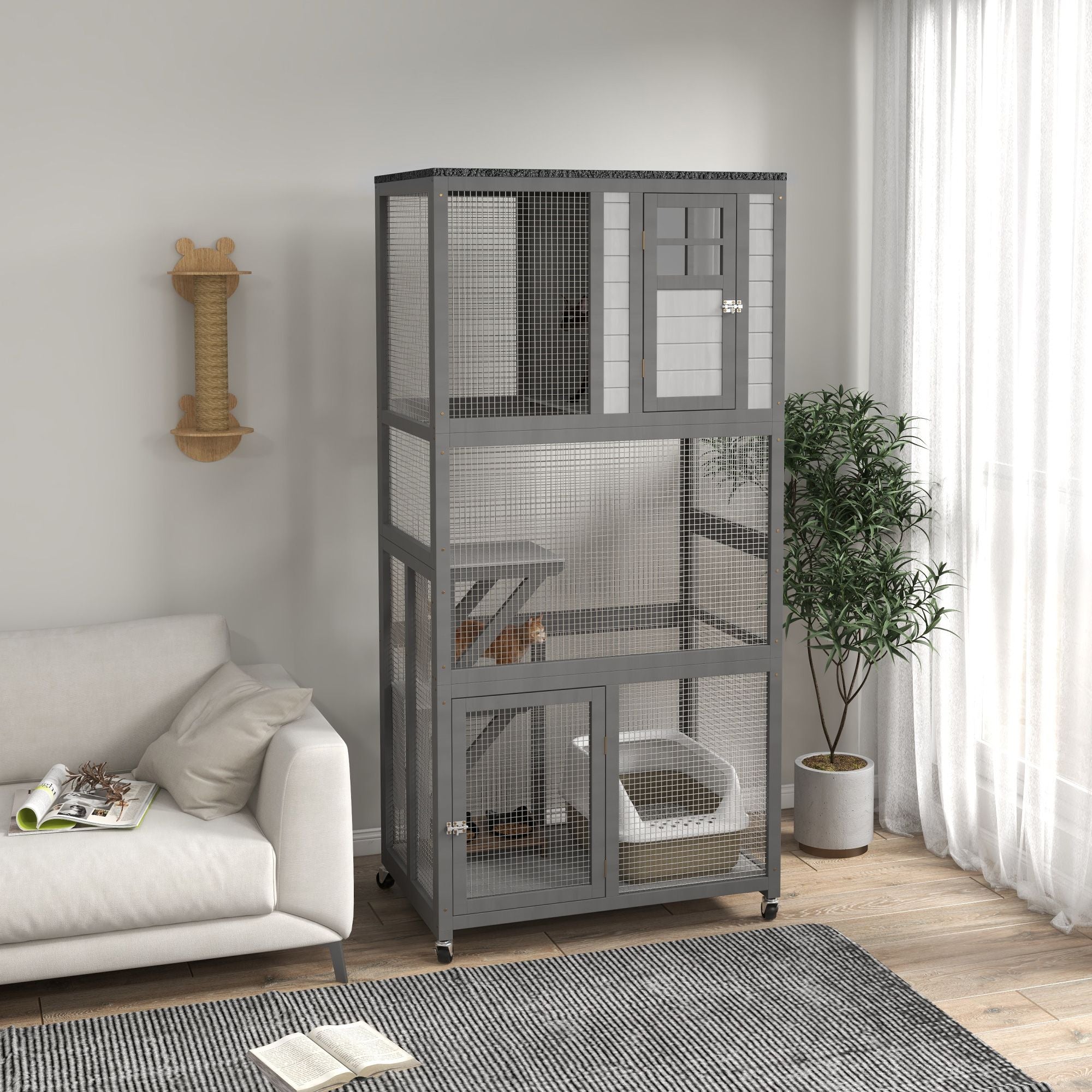 Outdoor Catio with Weatherproof Roof and Wheels