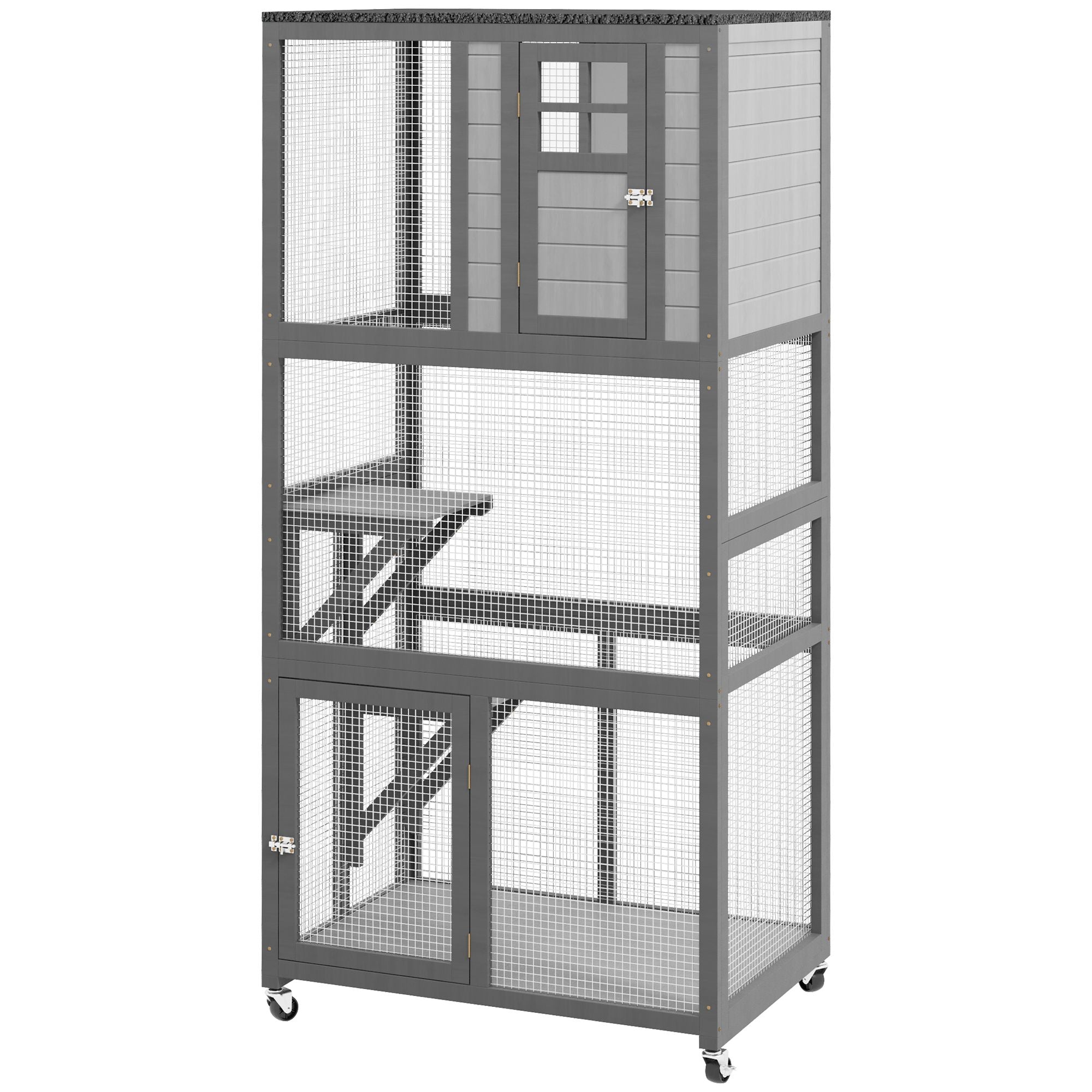 Outdoor Catio with Weatherproof Roof and Wheels