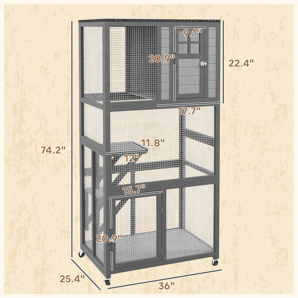 Outdoor Catio with Weatherproof Roof and Wheels