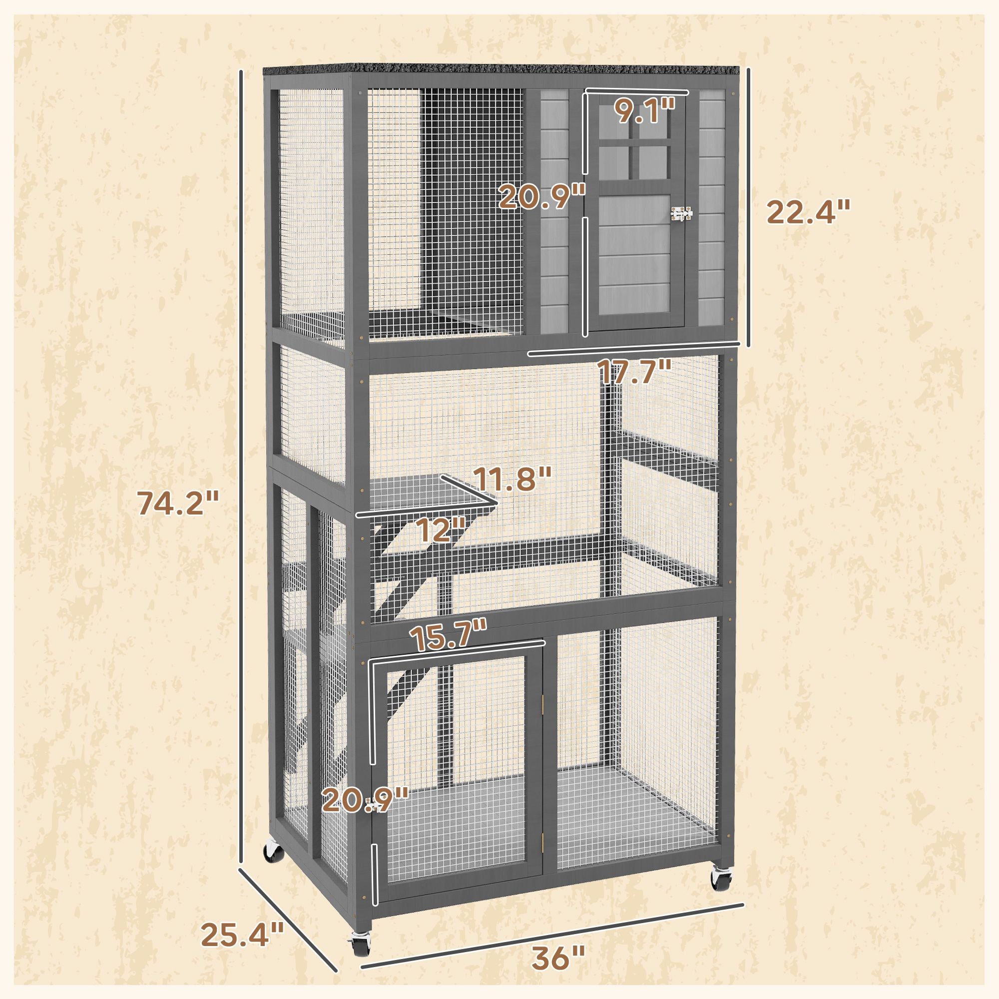 Outdoor Catio with Weatherproof Roof and Wheels