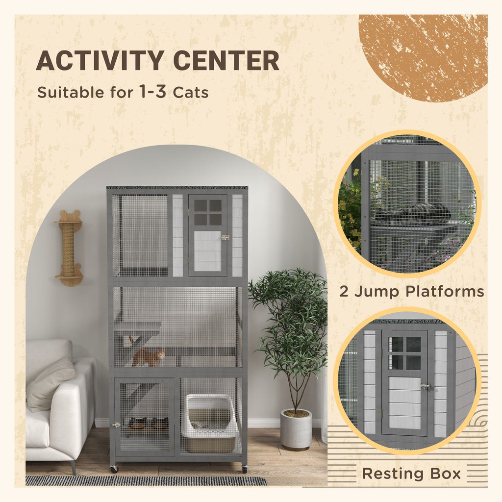 Outdoor Catio with Weatherproof Roof and Wheels
