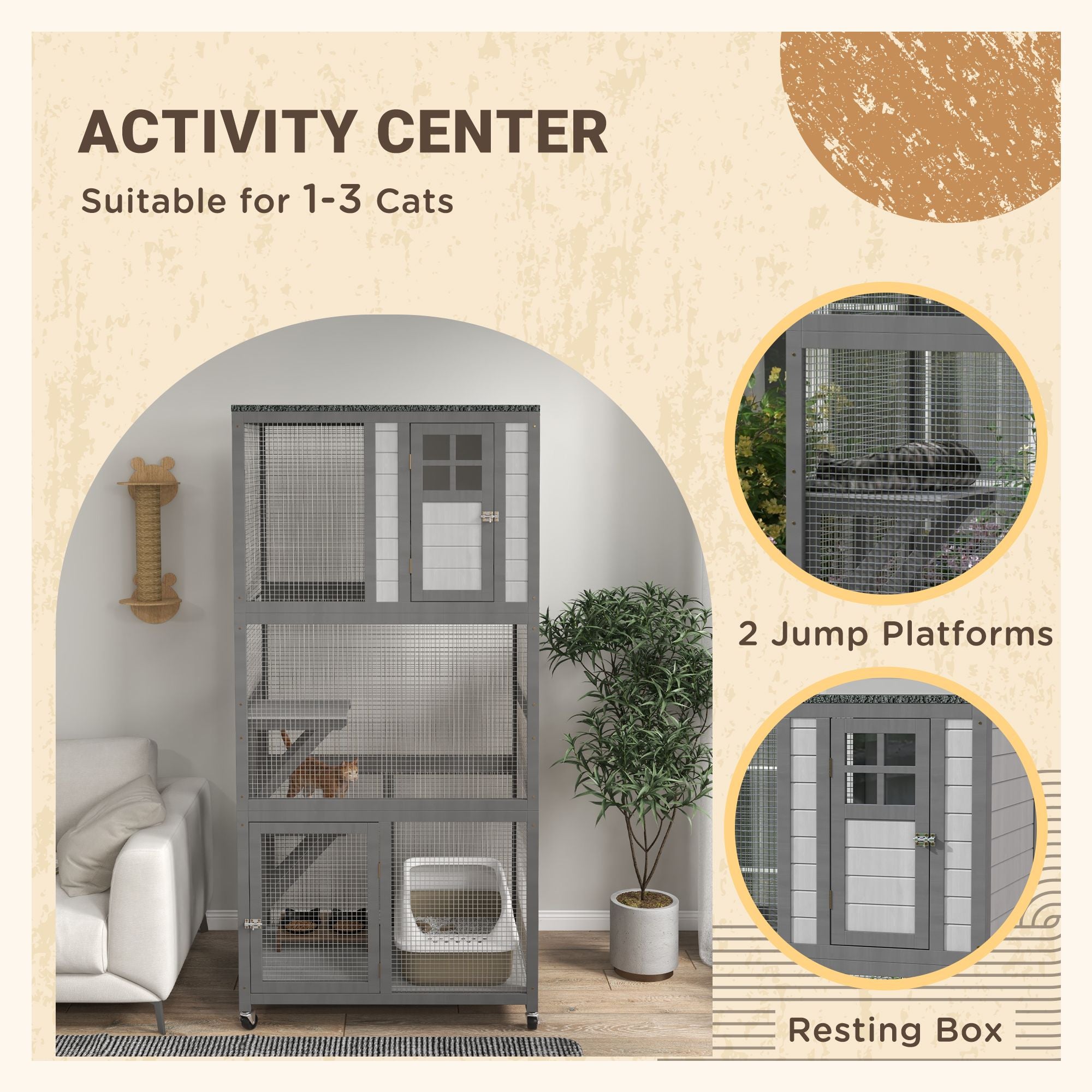 Outdoor Catio with Weatherproof Roof and Wheels