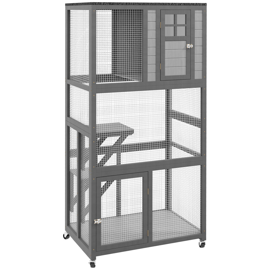 Outdoor Catio with Weatherproof Roof and Wheels