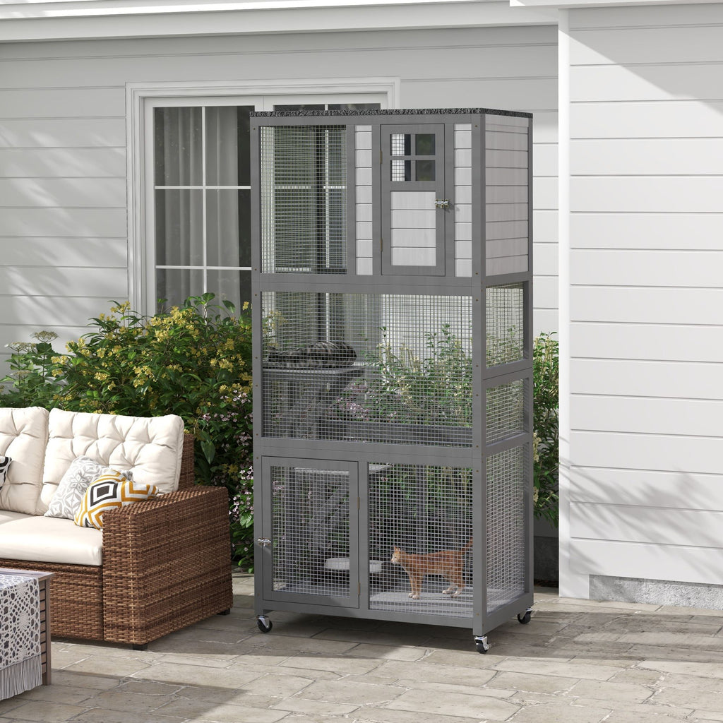 Outdoor Catio with Weatherproof Roof and Wheels