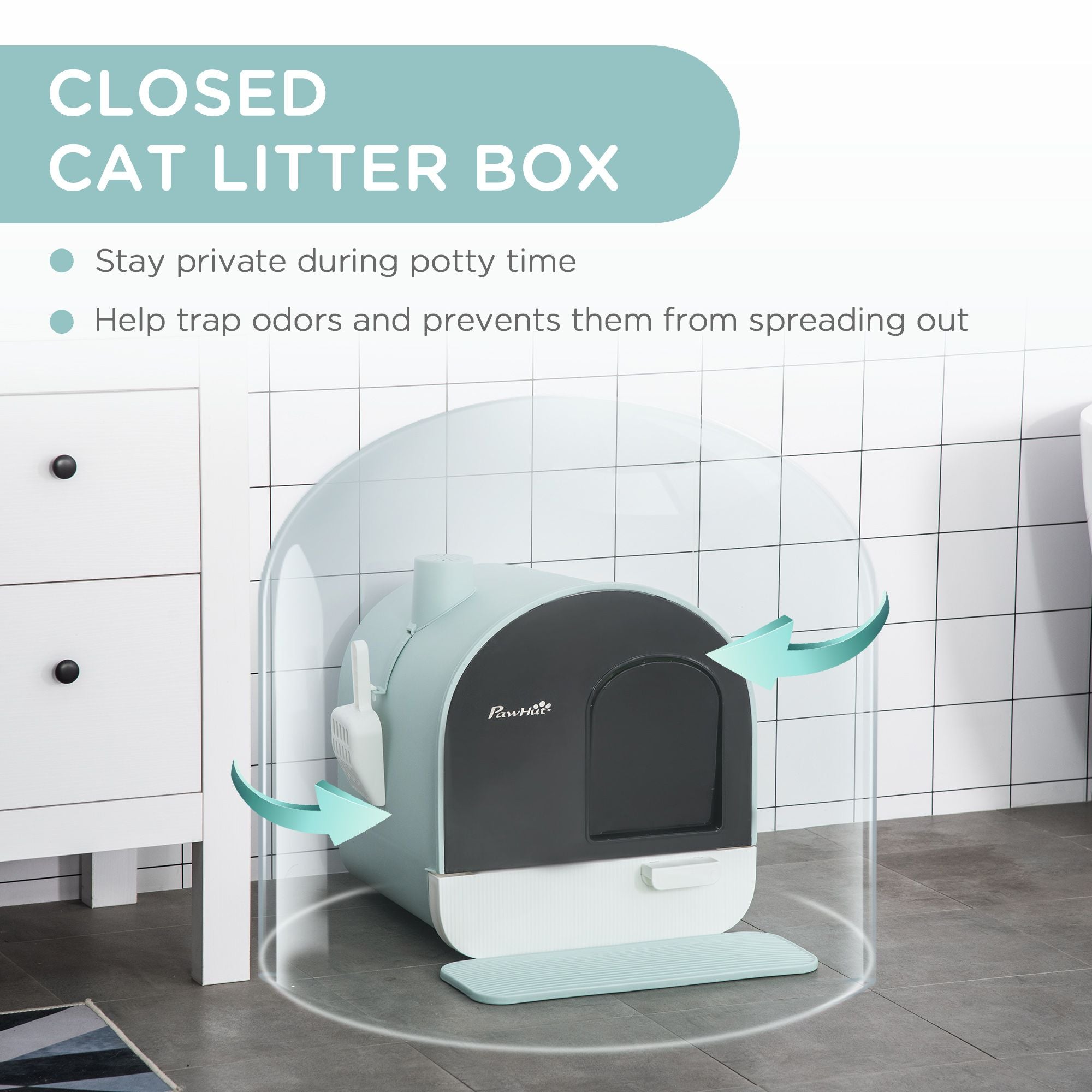 Hooded Cat Litter Box with Lid & Odor Filter