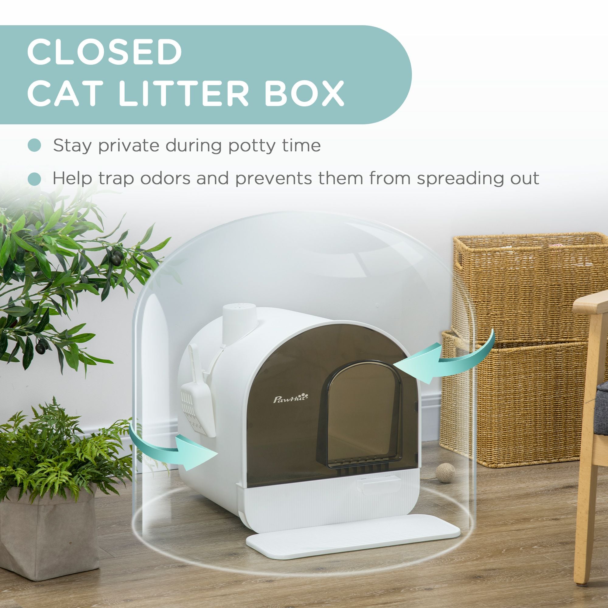 Covered Cat Litter Box with Privacy and Odor Control