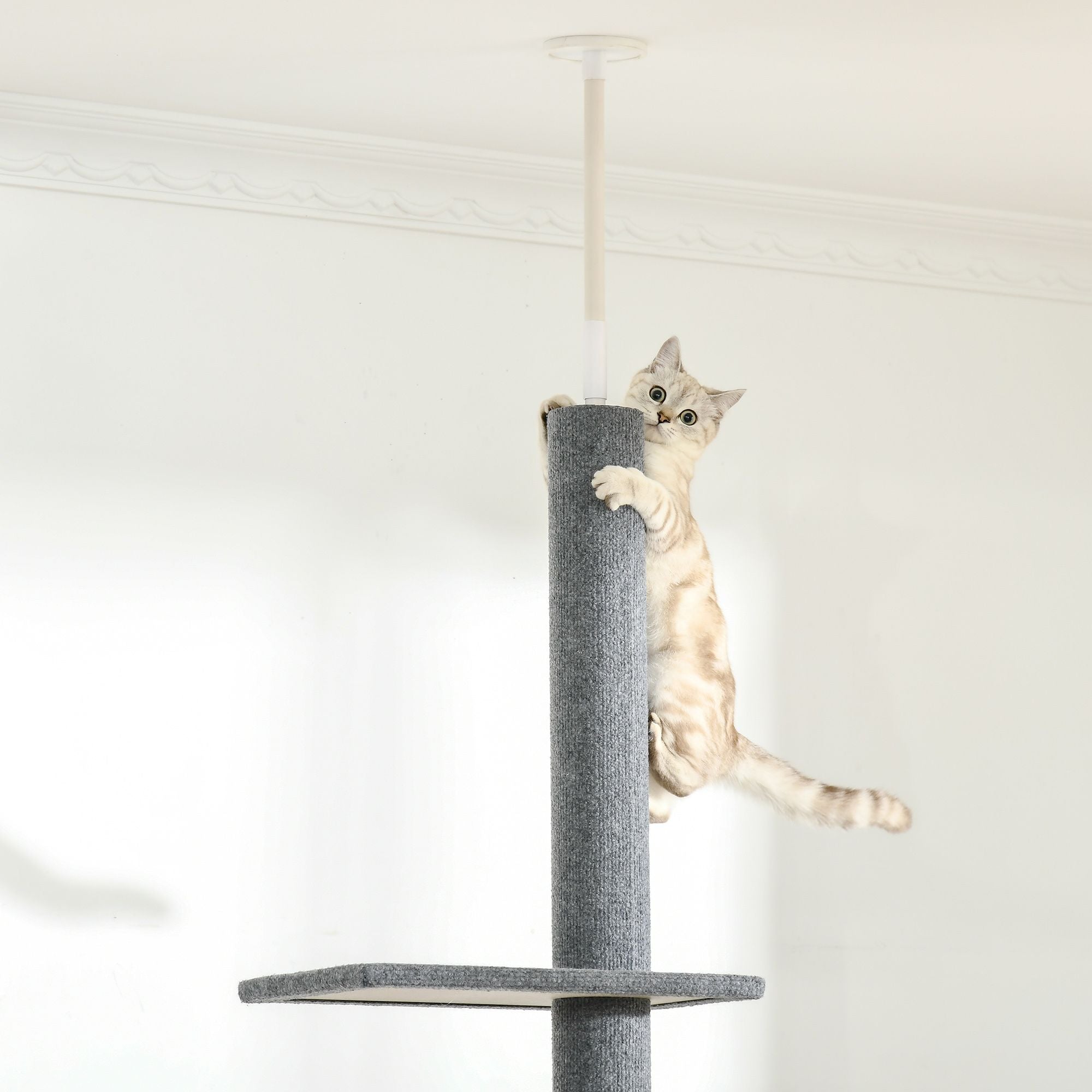 Floor-to-Ceiling Cat Tree with 4 Jump Platforms and Soft Cover